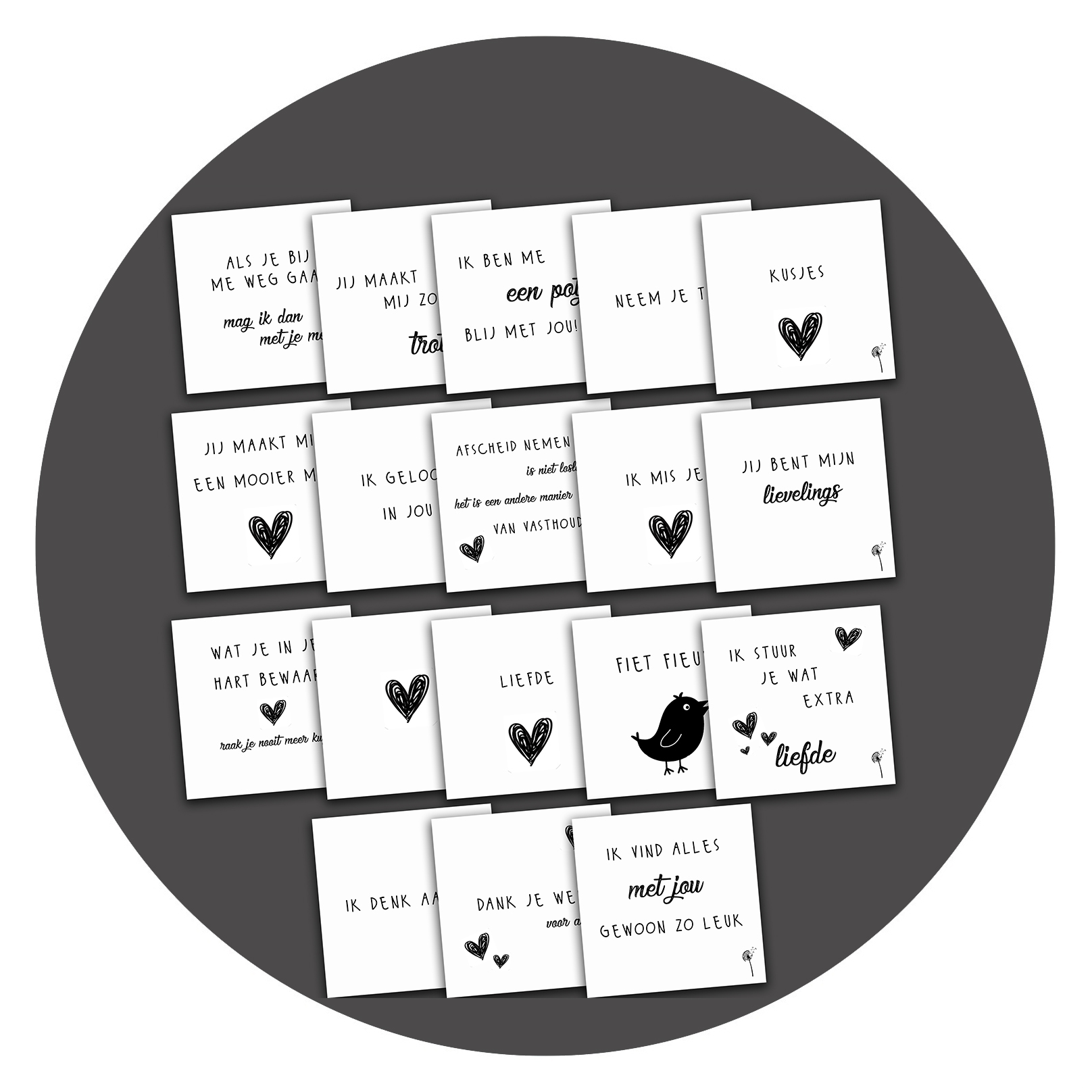 kruising Dakraam bibliotheek Zwart-wit kaart Set van 18 zwart-wit kaartjes - Troostcadeautjes