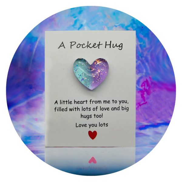 Pocket Hug Paars Blauw hartje