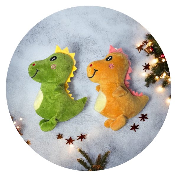 Dinosaurus knuffel groen en oranje - Dappere Dino