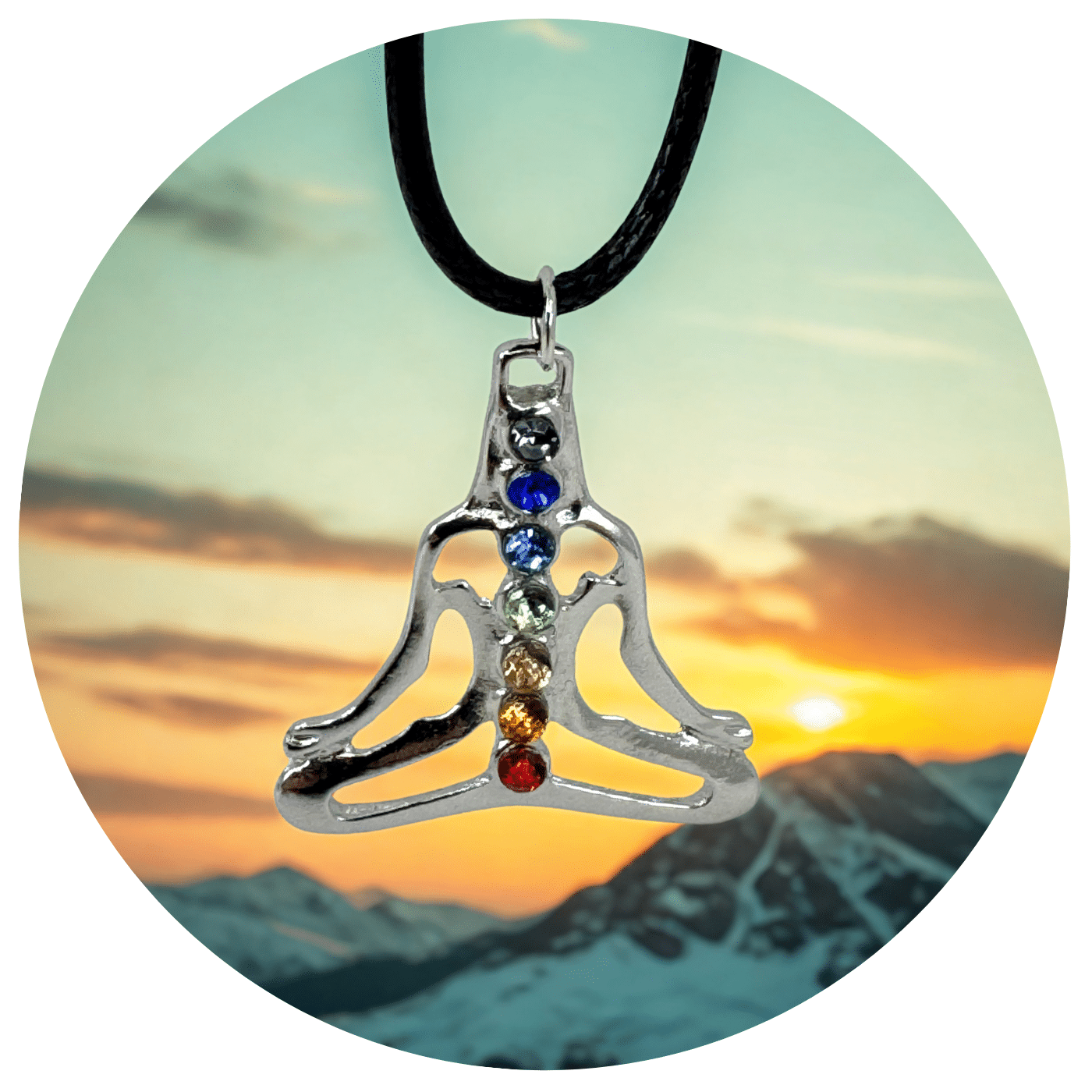 Hanger-chakra-bergen Chakra veterketting met boeddha in lotushouding