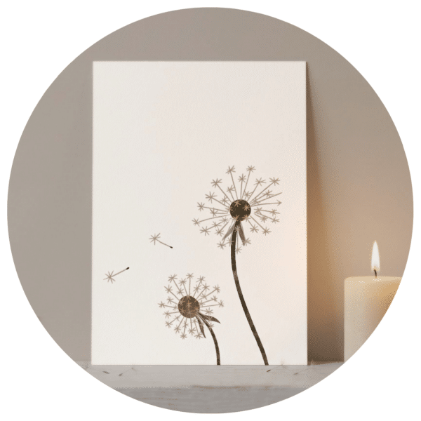 Troostkaart met 2 paardenbloemen