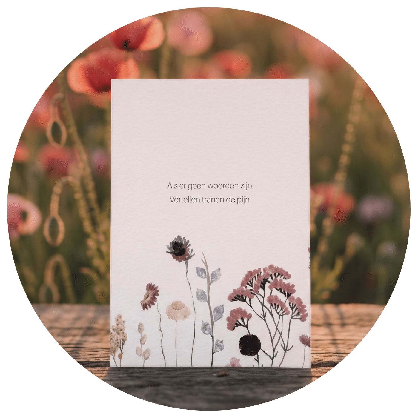 Kaart-als-er-geen-woorden-zijn Troostkaart met bloemen