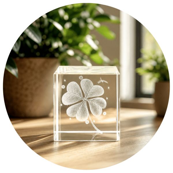 Klavertje vier in glas