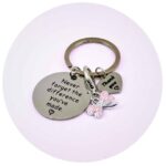 Sleutelhanger met vlinder en dankbaar hart roze